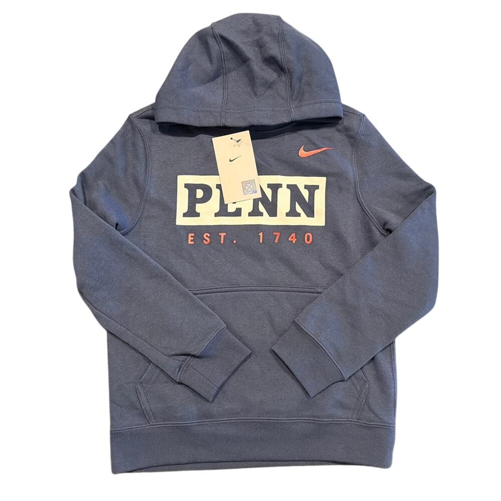 NWT Nike Penn Quakers Boys Club Fleece Pullover Hoodie Navy Size Small